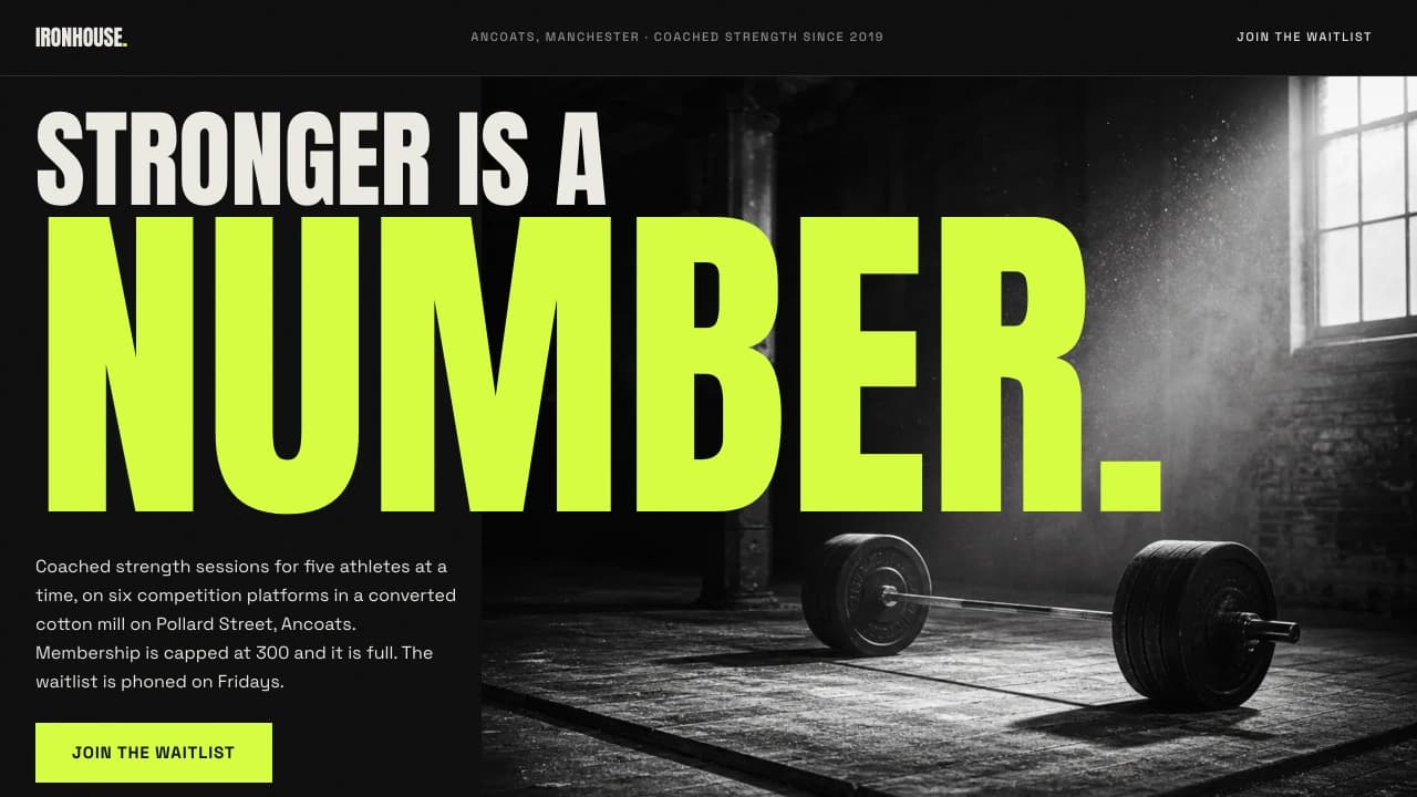 Website design: a fitness studio concept build for IRONHOUSE