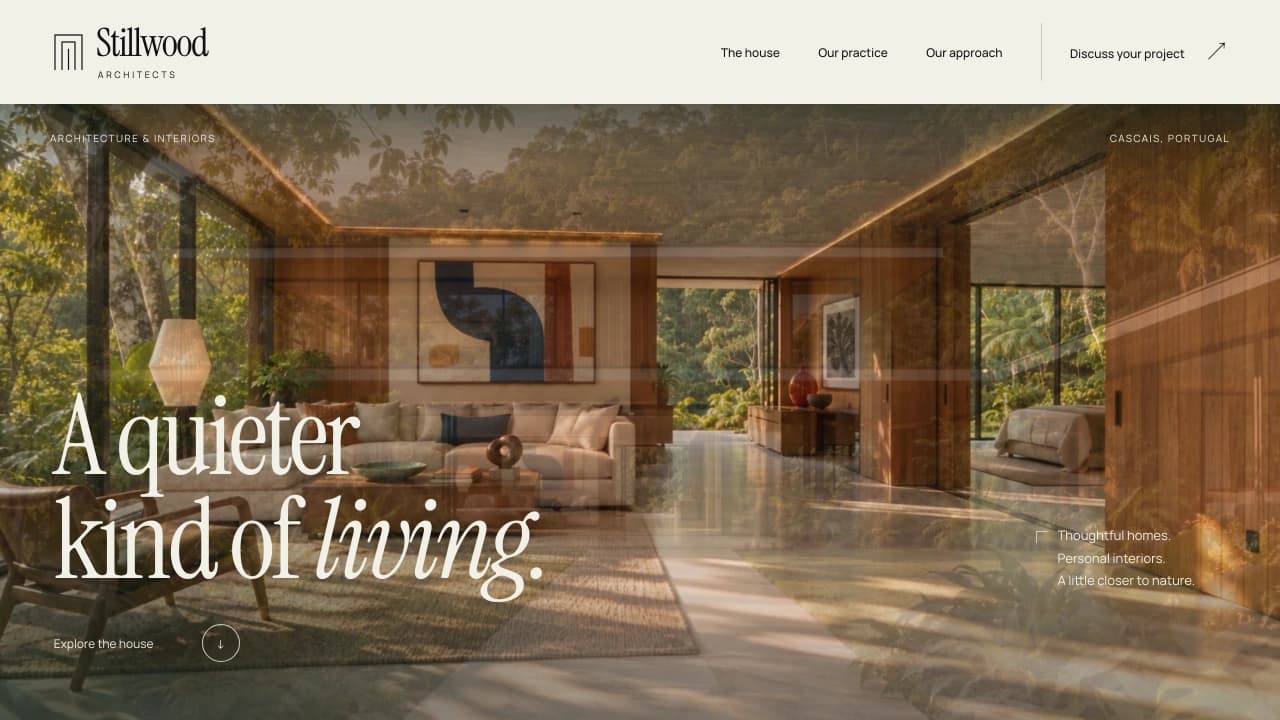 Website design: a architecture studio concept build for Stillwood Architects