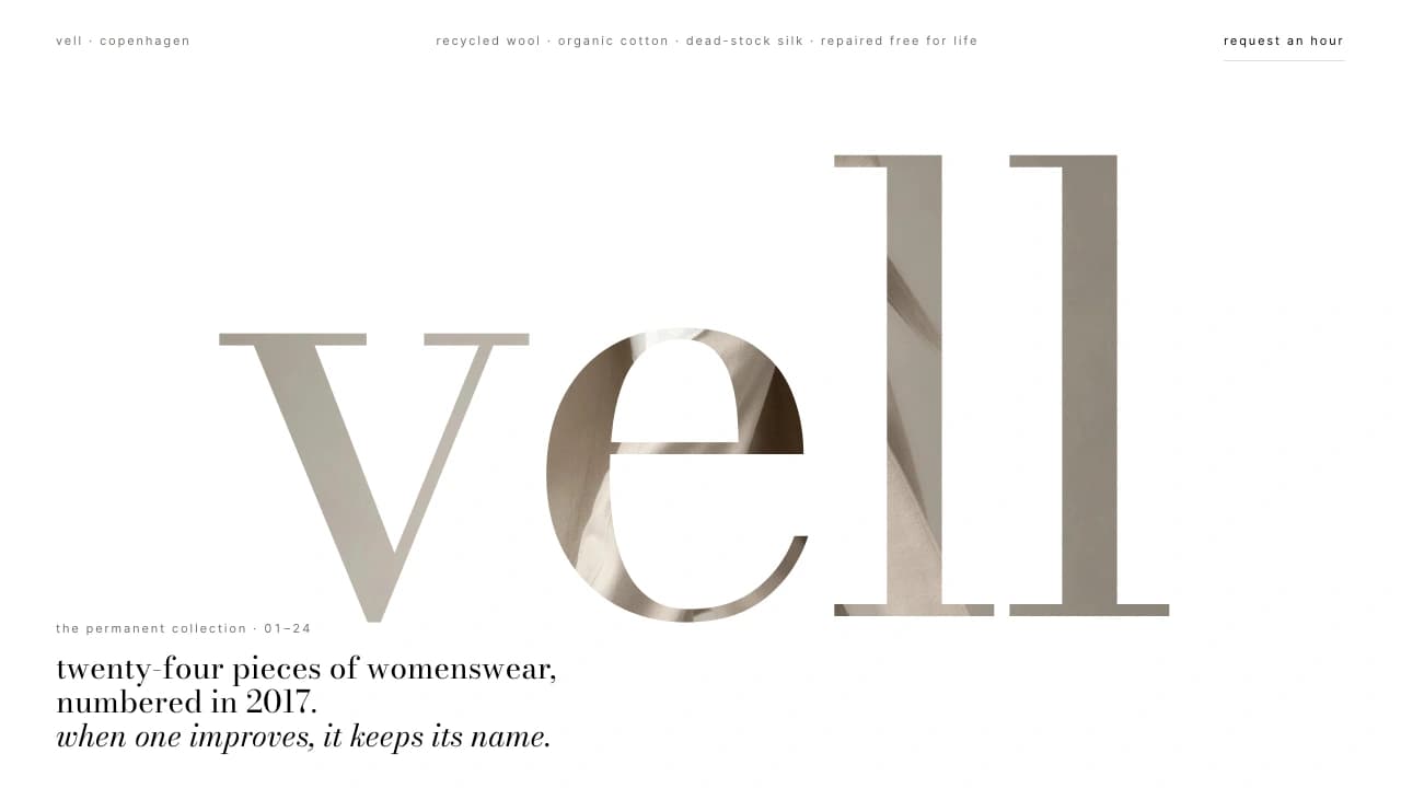 Website design: a fashion label concept build for VELL